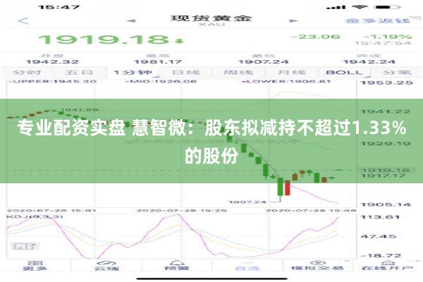 专业配资实盘 慧智微：股东拟减持不超过1.33%的股份