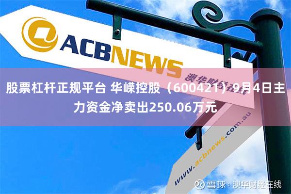 股票杠杆正规平台 华嵘控股（600421）9月4日主力资金净卖出250.06万元