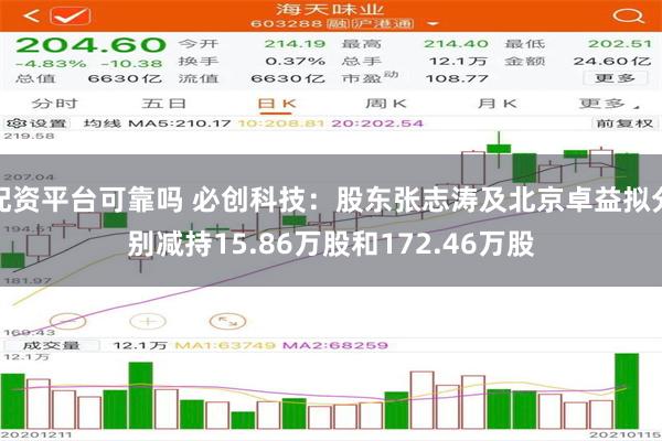 配资平台可靠吗 必创科技：股东张志涛及北京卓益拟分别减持15.86万股和172.46万股